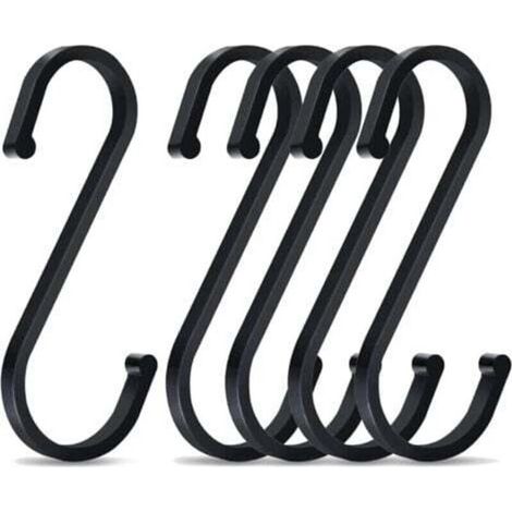 Crochets en S multifonctions – Lot de 5 en aluminium anodisé noir, 86 mm, idéaux pour cuisine et salle de bain (1/5)