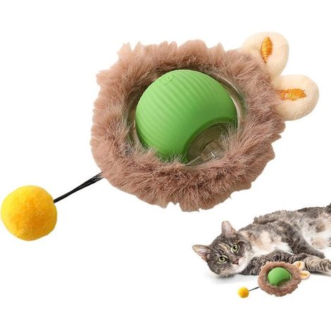 Pelota eléctrica para gatos, Juguete inteligente automático para gatos, Juguetes para mascotas, Rueda rápida sobre alfombra, 1 pieza, vegetal (1/5)