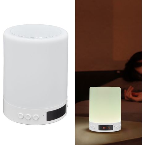 Bluetooth-Lautsprecherlampe mit siebenfarbiger RGB-Uhranzeige, wiederaufladbare Lautsprecherlampe mit Kartensteckplatz, musikalische Nachttischlampe, Weihnachtsgeschenk. (1/5)