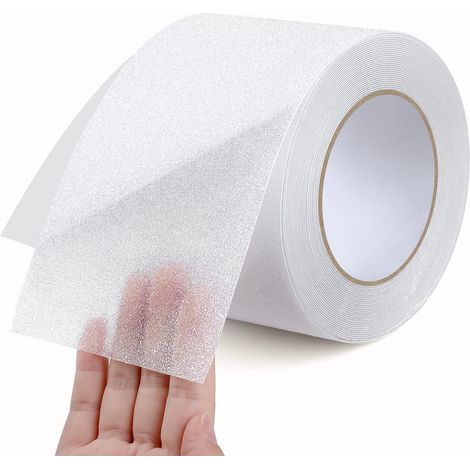 Bande Antidérapante Adhésive, 10cm10m, Bande Sécurité Antidérapant, Ruban de Traction Antidérapant, Empêche Personnes Âgées, Enfants et Animaux Domestiques de Glisser/Tomber, Transparent (1/5)