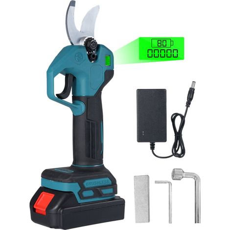 Sécateur électrique - Sécateur électrique professionnel 30 mm avec 2 batterie 21 V/1300 mAh - Sécateur sans fil pour jardinage, vigne, arbre fruitier (1/4)