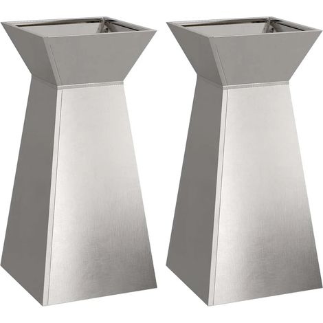 Set di 2 fioriere a colonna contemporanee da esterno 35 x 35 x 73 cm in metallo argento 020052405