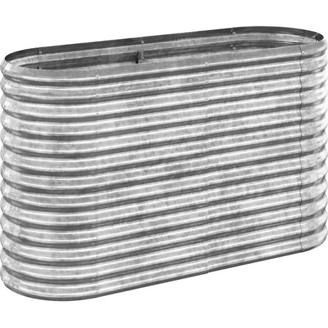 Huerto ovalado elevado de 114 x 40 x 68 cm resistente a la intemperie fabricado en acero galvanizado plateado 020046565 (1/5)
