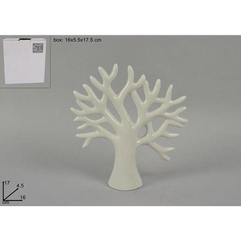 Decorazione Casa Albero della Vita in Ceramica Bianco 17 cm (1/2)