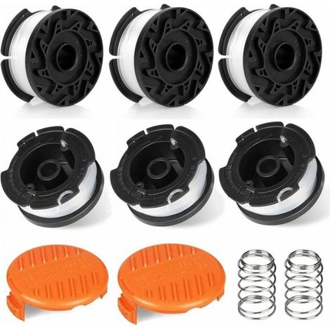 8 Pack Trimmer Spools Compatible with Black and Decker Trimmer Spools, Brushcutter Spools (6 Trimmer Cords, 2 Caps, 2 Springs) (1/4)