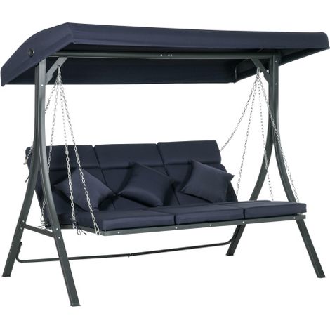 Meuble de jardin, baloiço de 3 places supporte jusqu'à 270 kg, tem uma auvent solar réglable e uma coussin macia., meuble extérieur, design moderne (1/5)