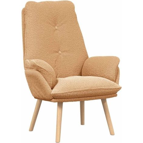 Fauteuil beige, dimensions : 69 x 74 x 93 cm, revĂŞtement en velours sherpa. (1/5)