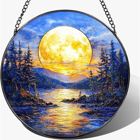 Suspension vitrail décorative 9 cm – Attrape-soleil pour intérieur, cadeau Noël, anniversaire femme homme (1/4)