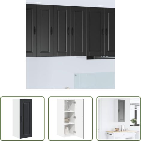 Holzschrank -  Küchenschrank mit Regal Schwarz 30 x 31 x 80 cm Holzwerkstoff (1/5)