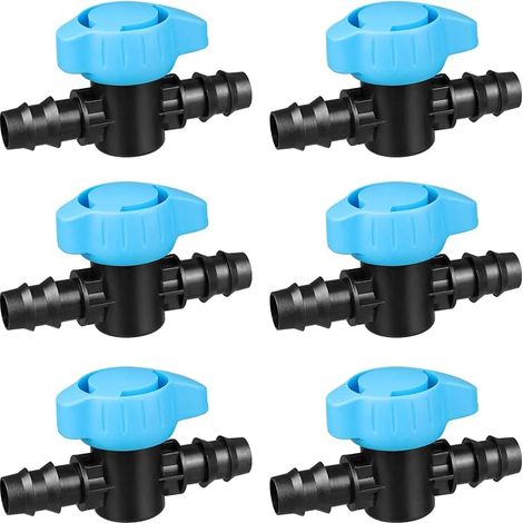 Set de 6 vannes à barbules pour irrigation goutte à goutte 1/2 pouce, pièces de ligne goutte à goutte (1/5)