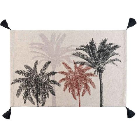 Tapis Déco Imprimé "Kenya Lodge" 60x90cm Naturel (1/3)