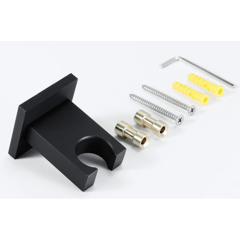 Supporto per soffione doccia nero, supporto per soffione doccia in ottone, supporto per soffione doccia a parete, supporto per soffione doccia installato tramite foratura