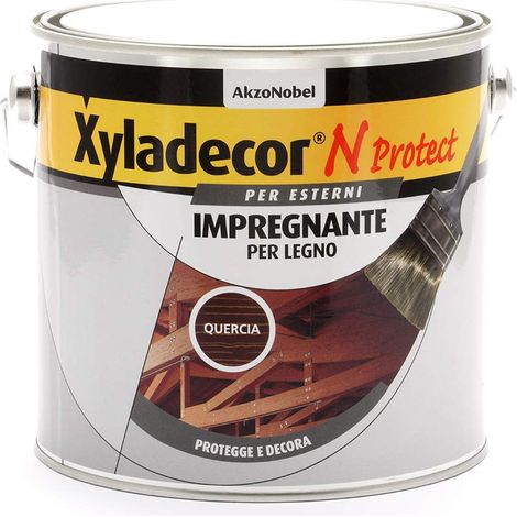 Xyladecor N PROTECT Fondo Impregnante per Legno Esterno a base solvente, Protettivo e Decorativo, Pronto Uso, colore QUERCIA 2,5L (1/2)
