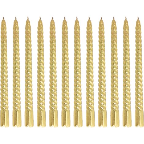 Bougie torsadée longue en cire de soja sans fumée, support métallique doré pour mariage et fêtes (1/5)