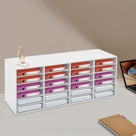 Literatursorter, Papierspeicher, Literatursorter mit 24 Steckplätzen, Desktop-Rechnungspapiersorter, Klassenpostfach für Büros und Heimschulen (6 Zeilen und 4 Spalten weiß)