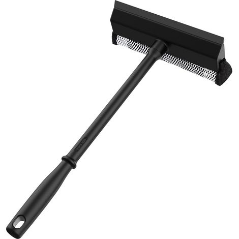 Escobilla de goma para parabrisas y ventanas de coche, escobilla de goma de mango largo, esponja para lavar ventanas 2 en 1, escobilla de goma para limpiar ventanas, color negro (1/5)
