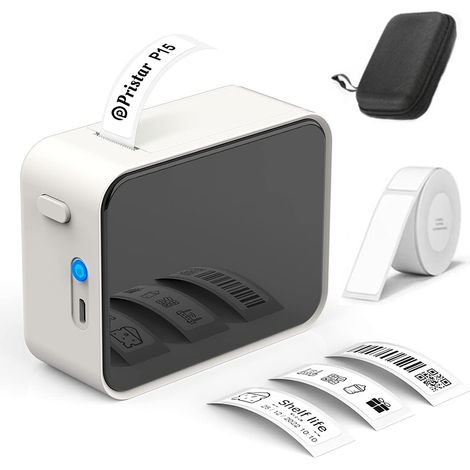 Rnemitery – Imprimante d'étiquettes Bluetooth thermique compacte – Impression codes-barres et QR – Résistante à l'eau et à l'huile – Autonomie 4h