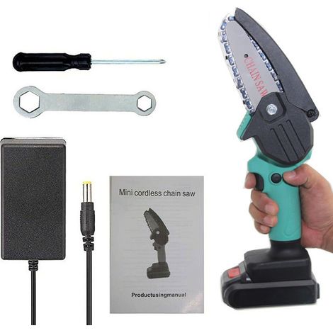 Beyamis Mini tronçonneuse électrique 4 pouces 24V - Scie d'élagage portable pour jardinage et coupe branches (1/5)