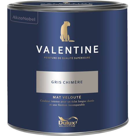 Dulux Valentine Peinture intérieure de haute qualité - Valentine - Couleur intense & pouvoir couvrant élevé - Mat Velouté Gris Chimère 2 L