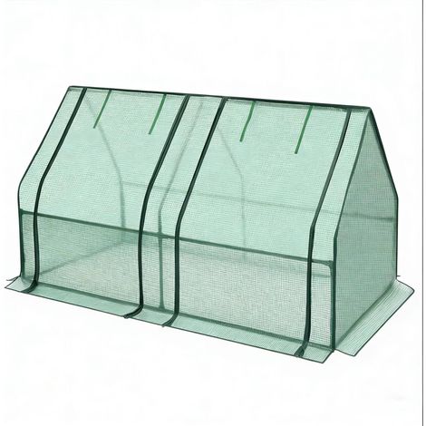 Mini serre de jardin 180 x 90 x 90 cm, tunnel en PE renforcé 140 g/m², armature acier galvanisé, 2 fenêtres zippées, pour semis et potager  CHICFURN (1/5)
