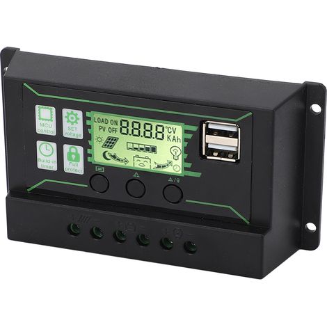 20A Solarladeregler, 3-stufiger PWM-Regler, zwei USB-Anschlüsse, 12V/24V Solarpanel, Batterieschutz, LCD-Anzeige. (1/5)