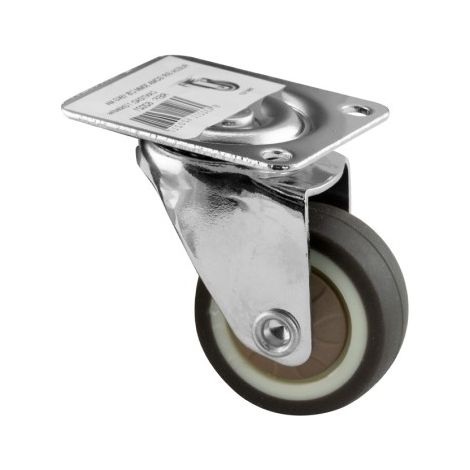 Roue pivotante en caoutchouc gris avec platine 376 - 50x19mm, INTHER. (1/5)