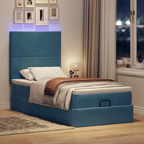 vidaXL Struttura Letto Pouf con Materassi 90x190 cm in Velluto (1/5)