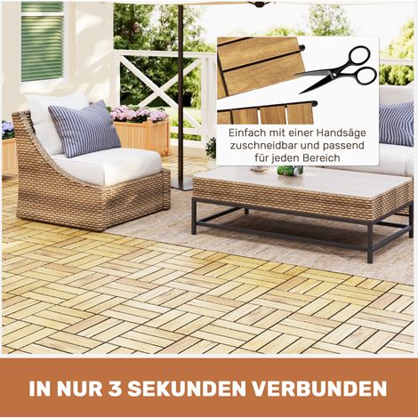 Carreaux de terrasse en bois d'acacia jaune 32 pcs 30 x 30 cm pour extérieur (1/5)