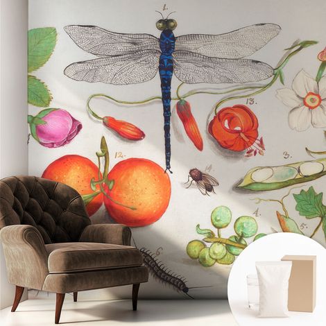 Papier peint intissé décoratif pour salon chambre et cuisine Facile à poser avec colle Illustration naturaliste 250x250 cm (1/5)