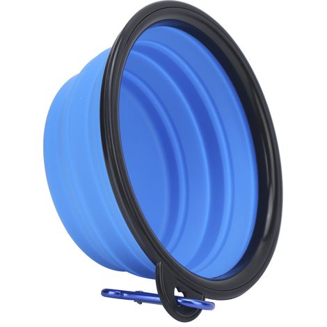 Gamelle pour chien portable, facile à nettoyer, durable et pliable, idéale pour les voyages et les promenades (bleue) (1/5)