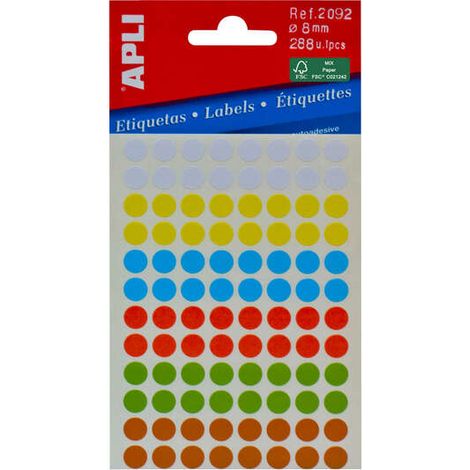 BLISTER 10H ROTONDE 8MM APLI ETICHETTE ASSORTITE
