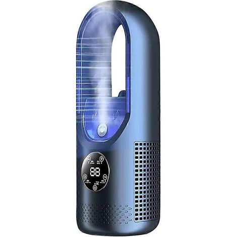 Ventilateur sans pales, ventilateur électrique, ventilateur de refroidissement pour dortoir, ventilateur de bureau refroidi à l'eau, bleu. (1/5)