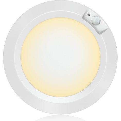 Plafonnier LED Alimenté par Batterie Avec Détecteur de Mouvement, 210lm éclairage de Placard à Piles Pour Garde-Manger, Armoire, Salle de Bain, Cage d'escalier – 3000K Blanc Chaud