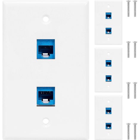 Lot de 4 plaques murales Ethernet 2 ports, prise RJ45 Cat6 femelle-femelle (1/5)