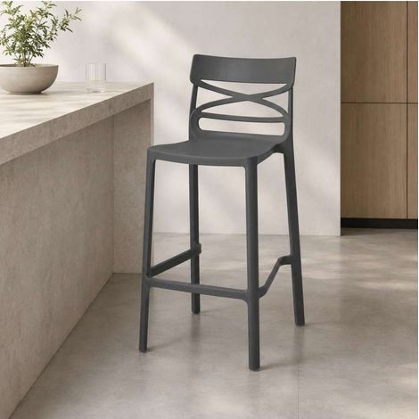 Domo Mea Flow Sgabello alto antracite 49,5x51x101 cm in tecnopolimero