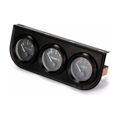 Voltmetre 3-En-1 52Mm + Jauge De Temperature D'Eau + Kit De Jauge D'Huile Voltmetre Ou Jauge De Temperature D'Huile, Noir