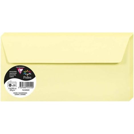Enveloppe - CLAIREFONTAINE - Pollen 110x220 - 120g - Jaune - Compatible Jet d'encre et Laser
