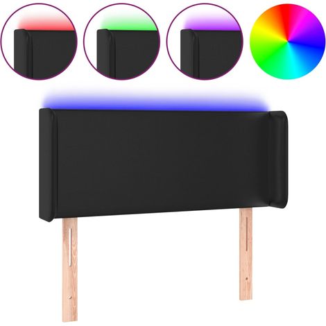 Testiera  Testata del letto a LED Nera 103x16x78/88 cm in Similpelle (1/5)