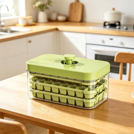 Stampo per Ghiaccio 64 Cubetti con Sistema a Pressione – Design Moderno e Impilabile in Polipropilene Alimentare – Ideale per Casa e Bar (1/4)