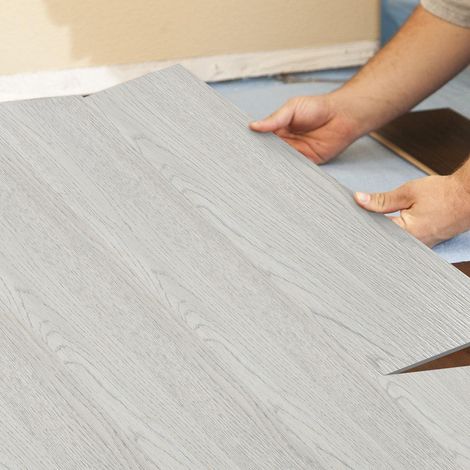 Wolketon Selbstklebender PVC Vinylboden Rauchgrau, 18 Dielen, 2,51 m², für Küche Wohnzimmer Flur