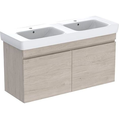 Meuble sous vasque + vasque céramique Geberit Renova Plan 1300x616x480 mm Noyer hickory (1/2)