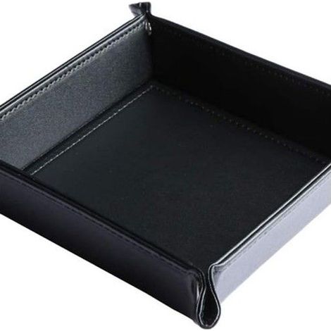 Plateau Cuir Organisateur pour Clés, Plateau de Rangement pour Monnaie, Clé, Portefeuille et Accessoire, Noir, (1/5)