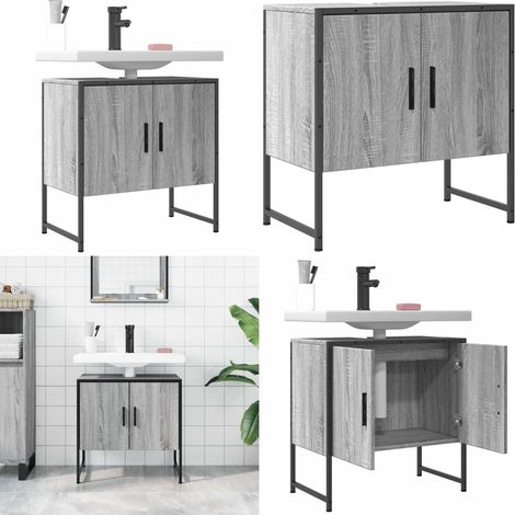 Armoire lavabo de salle de bain sonoma gris 60x33x60 cm - Meuble Lavabo - Armoire Salle De Bain - Rangement Salle De Bain - Meuble Salle De Bain - Design Minimaliste - Home & Living