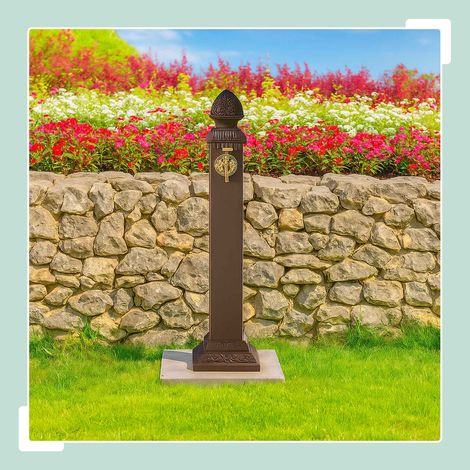 Antiker gartenbrunnen aus metall mit wasserhahn 81 cm