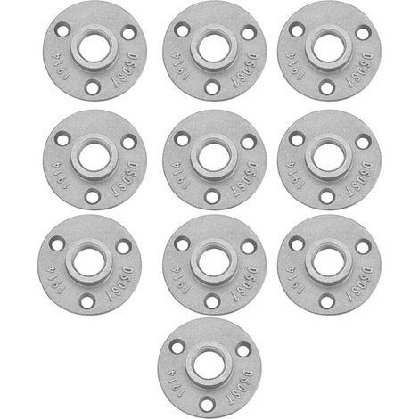 Lntyq Bride Filetée 10 pièces Flasque Filetage, Bride de Plancher, Brides de tuyauterie en fonte malléable, Bride Fonte Support Étagère pour tuyau, robinet, étagère murale, meuble tubulaire - Montage 