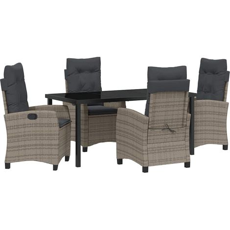 Garden Dining Set 5 pcs Grey Poly Rattan vidaXL (1/5)