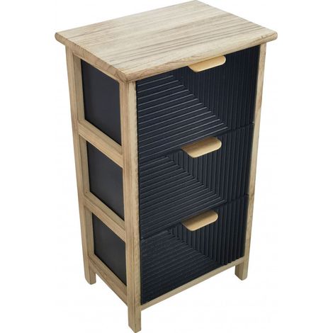 Mobiletto comodino in legno con tre cassetti 34x25xH60.5 cm Claiton