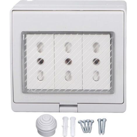 Prise murale étanche IP55, boîtier anti-poussière et ignifugé, 3 ports, pour extérieur, fiche italienne 110-250 V (1/5)