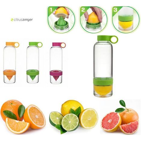 Trade Shop - Citrus Zinger Wasserflasche, Aufgussflasche, Zitruspresse, Laufen, Fitnessstudio -