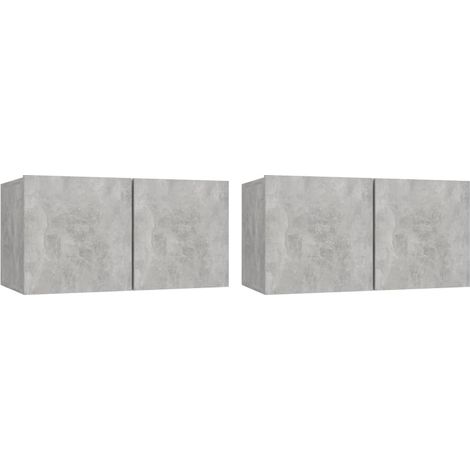 Mueble multimedia para TV estante para televisión buffet para televisión comedor salón dormitorio colgante 2 piezas 60 x 30 x 30 cm gris 020029186